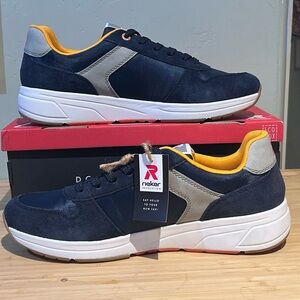 RIEKER Men's Size 12 Blue And Gray Suede Casual Sport Jogger Sneakers